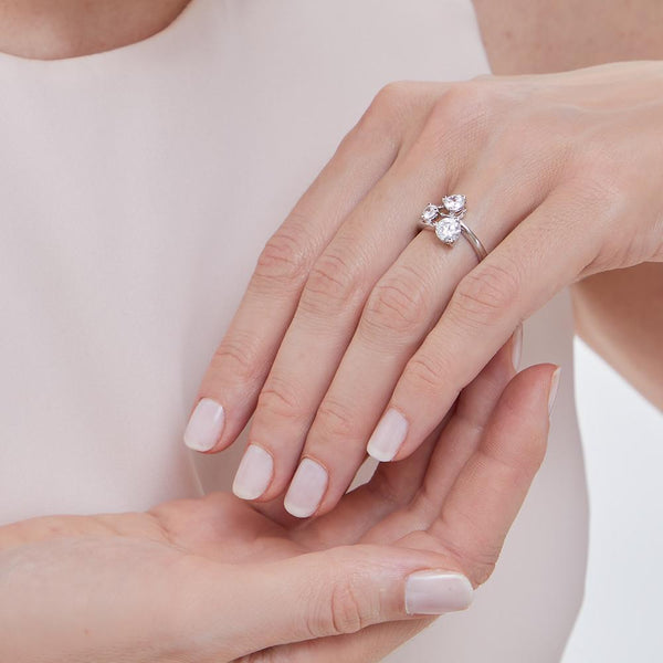 Sterling Silver Ring With Three Graduated Cubic Zirconia - JOOLS By Jenny Brown