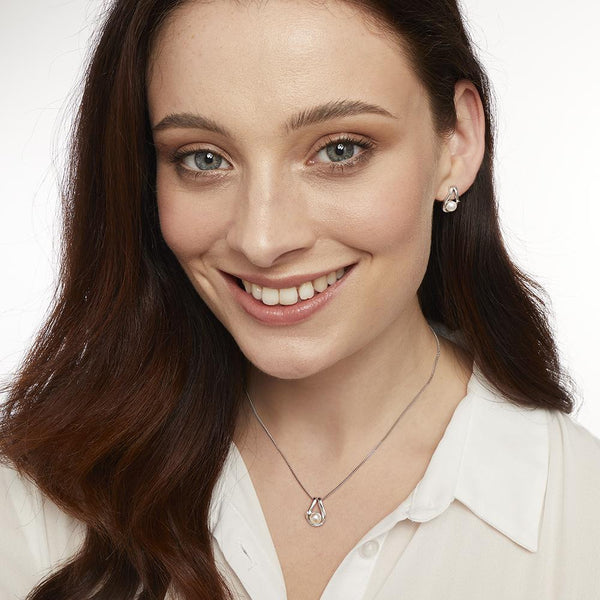 Sterling Silver Pearl Open Loop Pendant-JOOLS by Jenny Brown