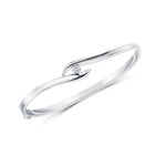 Load image into Gallery viewer, Sterling Silver Bangle With A White Zirconia Stone Held Between the Two Silver StrandsBangles - JOOLS By Jenny Brown