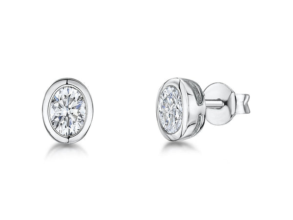 Sterling Silver Oval Solitaire Earrings - JOOLS By Jenny Brown