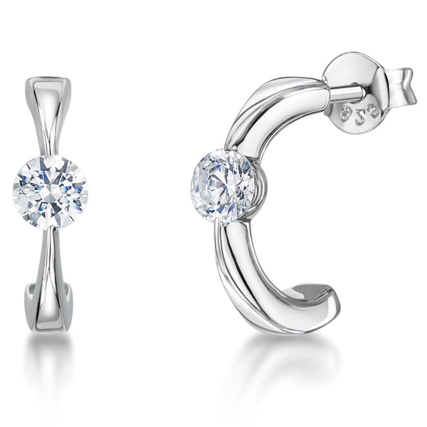 Sterling Silver Half Hoop Earrings - JOOLS By Jenny Brown
