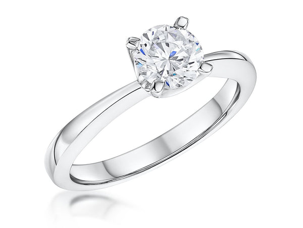 STERLING SILVER ONE CARAT ROUND BRILLIANT CUT SOLITAIRE RING SET WITH A SINGLE CUBIC ZIRCONIA STONERings - JOOLS By Jenny Brown