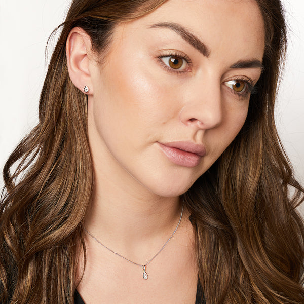 Silver Pendant And Earring Teardrop Bridal Set- JOOLS By Jenny Brown