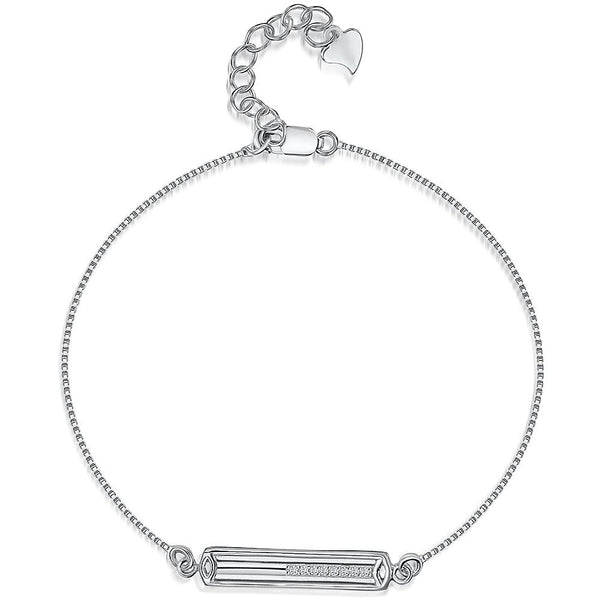Sterling Silver Bracelet -Friendship Style With Cubic Zirconia Stones And An Adjustable Fastener - JOOLS By Jenny Brown