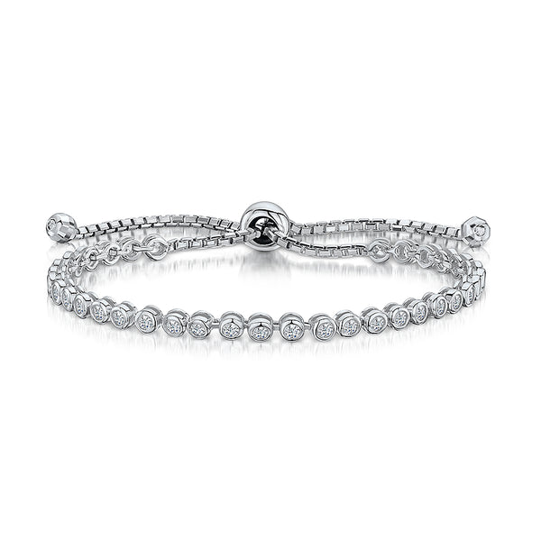 Sterling Silver Friendship Bracelet Set With Round Cubic Zirconia Stones - JOOLS By Jenny Brown