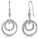 Load image into Gallery viewer, Sterling Silver Circle Drop Earrings- Featuring A Double Silver And CZ Set Of Rings On A Fishhook Back - JOOLS By Jenny Brown