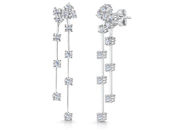 Sterling Silver Drop Scattered Earrings With Cubic Zirconia StonesDrop Earrings - JOOLS By Jenny Brown