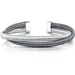 Load image into Gallery viewer, Silver Strand Double Cuff Bangle With Plain And Black Rhodium Finished SilverBangles - JOOLS By Jenny Brown