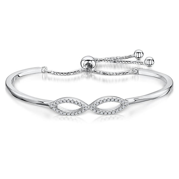 Sterling Silver and Cubic Zirconia Infinity Bow Friendship BraceletBracelets - JOOLS By Jenny Brown