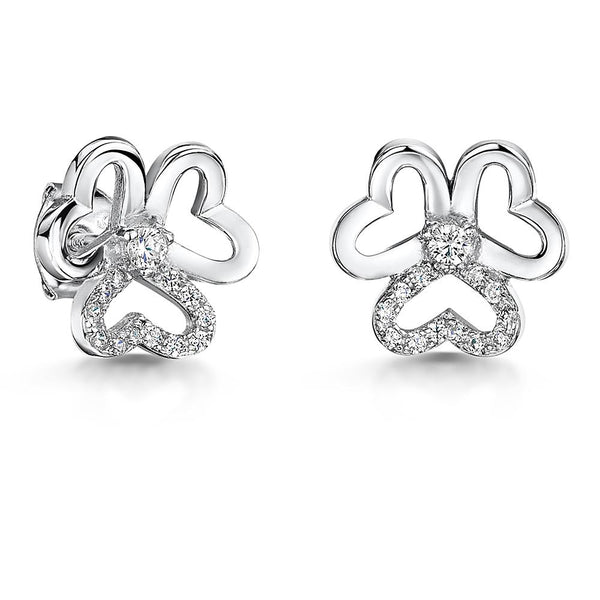 Sterling Silver Open Heart Flower Stud Earrings -JOOLS By Jenny Brown