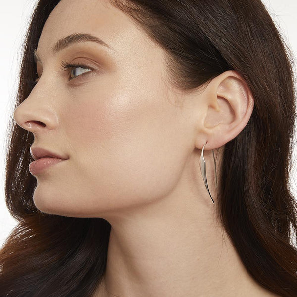 Sterling Silver Pull Through Diamond Tip Style Earrings - JOOLS By Jenny Brown