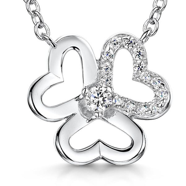 Sterling Silver Open Heart Flower Pendant Set With A Cubic Zirconia Petal pendant - JOOLS By Jenny Brown
