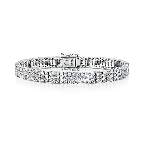 Sterling Silver Cubic Zirconia 8.2ct Triple Row Line Bracelet-JOOLS by Jenny Brown