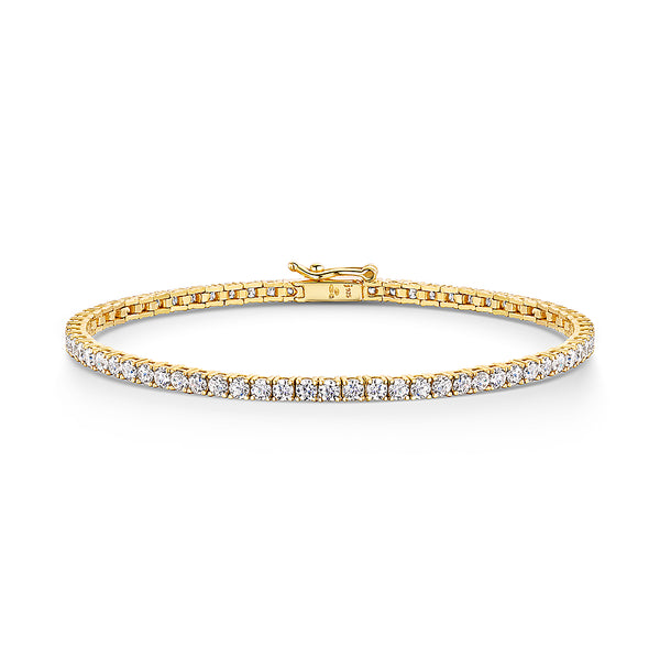Yellow Gold Tennis Bracelet Set With 2.5 mm Cubic Zirconia's-JOOLS by Jenny Brown