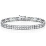 Load image into Gallery viewer, Sterling Silver 12ct Double Row Cubic Zirconia Tennis Bracelet-JOOLS by Jenny Brown