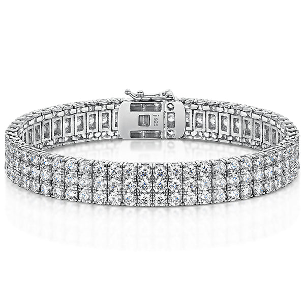 Sterling Silver Triple Row 30ct Cubic Zirconia Tennis Bracelet-JOOLS by Jenny Brown