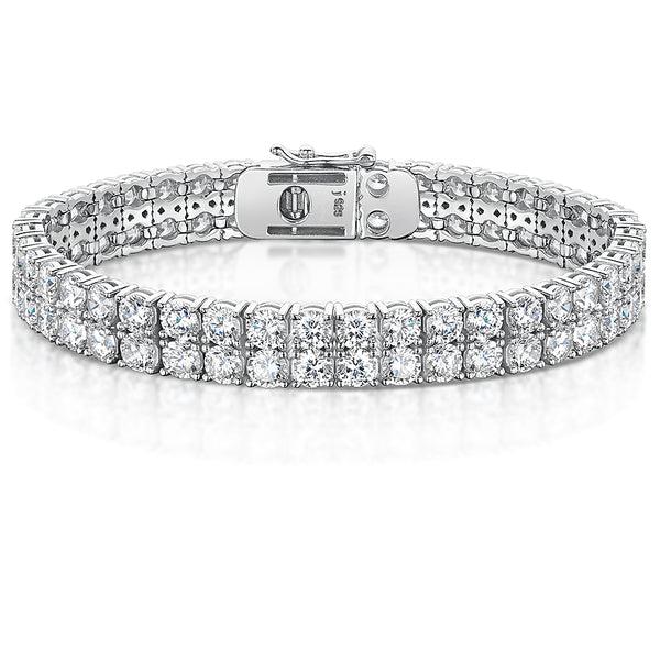 Sterling Silver Cubic Zirconia 20 Carat Double Row Tennis Bracelet-JOOLS by Jenny Brown