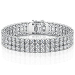 Load image into Gallery viewer, Sterling Silver 4mm Cubic Zirconia Triple Row Tennis Bracelet