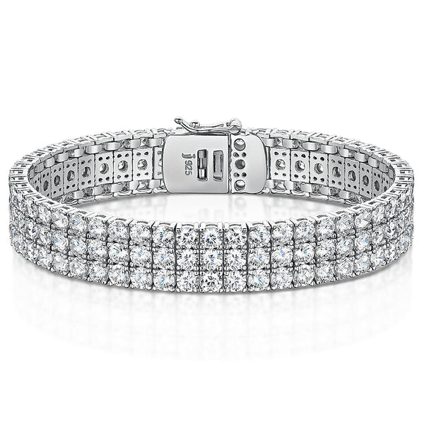 Sterling Silver Triple Row Cubic Zirconia Tennis Bracelet-JOOLS by Jenny Brown