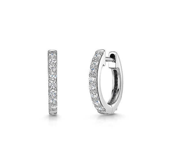 Sterling Silver Small Cubic Zircomia Huggie Hoop Earrings -JOOLS by Jenny Brown