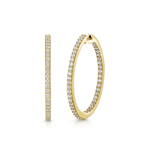 Yellow Gold Large Hoop Earrings Set With Cubic Zirconia's. JOOLS by Jenny Brown