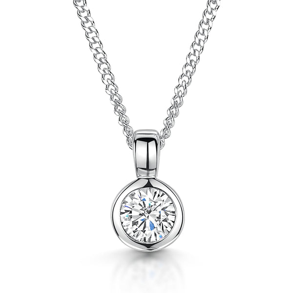 Sterling Silver Pendant With 4mm Rubover Cubic Zirconia JOOLS by Jenny Brown