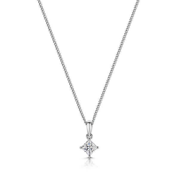 Sterling Silver Quarter Carat Square Cubic Zirconia Pendant