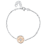 Load image into Gallery viewer, Sterling Silver & Rose Gold Chain Round Patterned Charm Bracelet
