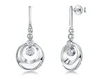 Load image into Gallery viewer, Sterling Silver Circle Drop Earrings With Rubover Cubic Zirconias