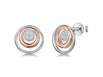 Load image into Gallery viewer, Sterling Silver And Rose Gold Double Circle Earrings - JOOLS By Jenny Brown