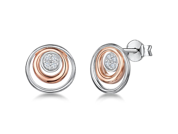 Sterling Silver And Rose Gold Double Circle Earrings - JOOLS By Jenny Brown