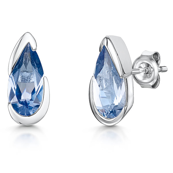 Sterling Silver Blue Topaz Teardrop Zirconia Earrings- JOOLS by Jenny Brown