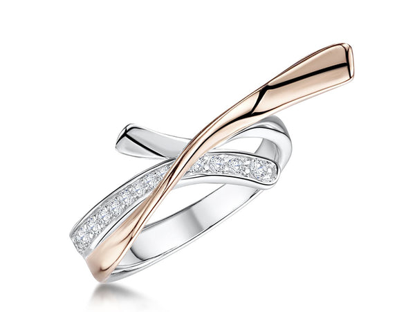 Sterling Silver and Rose Gold Ring Set With Cubic Zirconia StonesRings - JOOLS By Jenny Brown