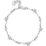 Load image into Gallery viewer, Sterling Silver Bracelet Set With Alternating Flower and Single Stone Solitaire Cubic Zirconia Stones - JOOLS By Jenny Brown
