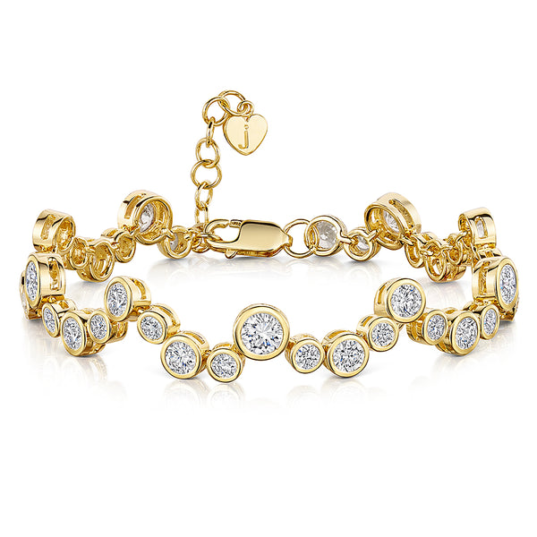Yellow Gold Bubble Bracelet Set With Cubic Zirconia Stones-JOOLS by Jenny Brown