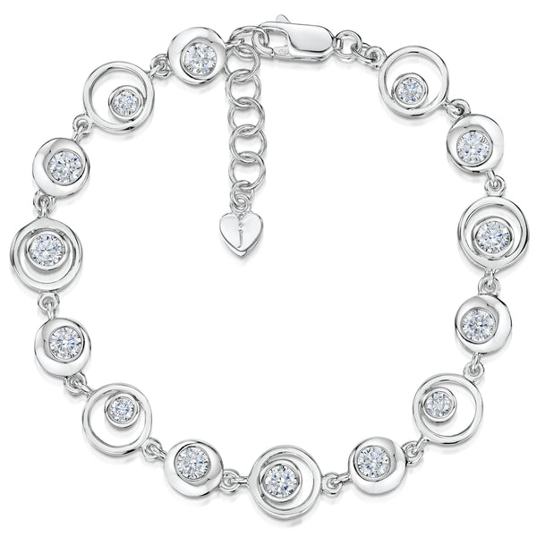 Sterling Silver Bracelet Set With Circles of Silver And Brilliant Cut Cubic Zirconia Stones JOOLS by Jenny Brown