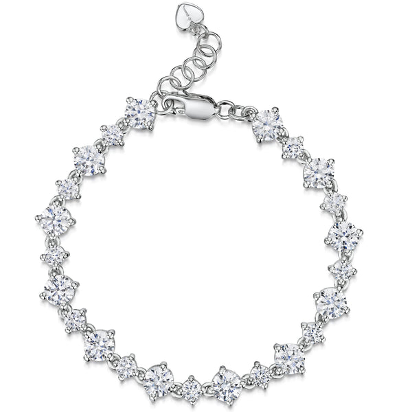 Sterling Silver Bracelet Set With Alternating 1/4 and 1 Carat Round Brilliant Cubic Zirconia StonesBracelets - JOOLS By Jenny Brown