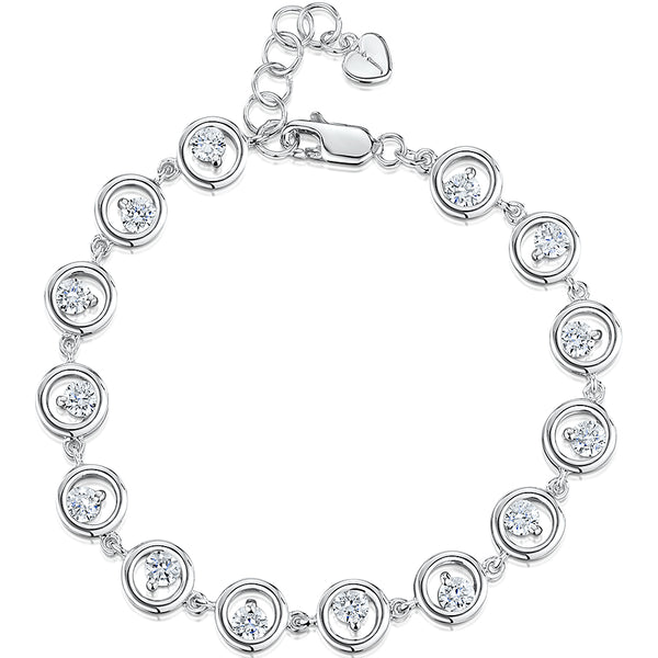 Sterling Silver Linked Circle Bracelet With Cubic Zirconias Set Inside JOOLS by Jenny Brown