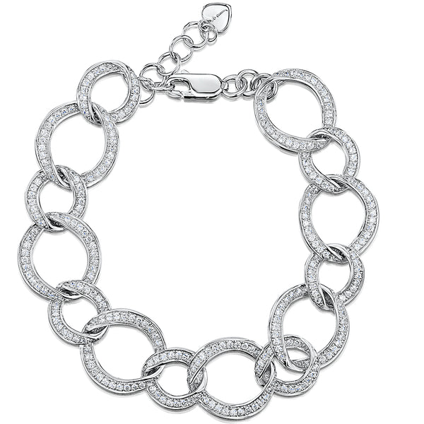 Sterling Silver And Cubic Zirconia Encrusted Circle Link Bracelet JOOLS by Jenny Brown