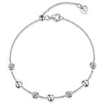 Load image into Gallery viewer, Sterling Silver Bead Bracelet Set With Silver Ball and Cubic Zirconia Rub Set Stone Bracelet- JOOLS By Jenny Brown
