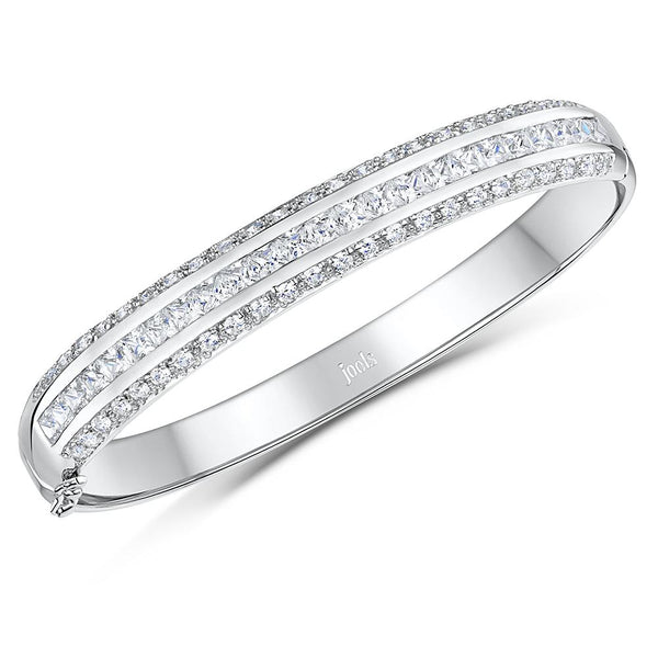Sterling Silver Channel Set Cubic Zirconia Bangle - JOOLS By Jenny Brown