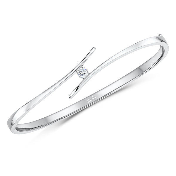 Sterling Silver And Tension Set Cubic Zirconia Bangle JOOLS by Jenny Brown