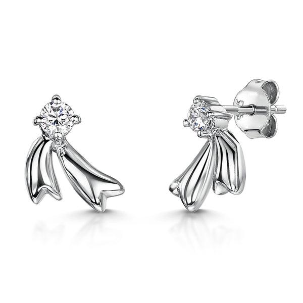 Sterling Silver Shooting Star Stud Earrings With Cubic Zirconia JOOLS by Jenny Brown