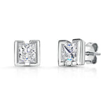 Load image into Gallery viewer, Sterling Silver Square Cubic Zirconia Studs With Chunky Edge-JOOLS by Jenny Brown