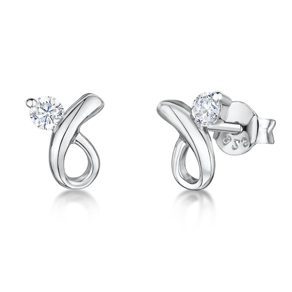 Sterling Silver Twist Stud Set With Cubic Zirconia JOOLS by Jenny Brown