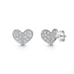 Load image into Gallery viewer, Sterling Silver Pave Heart Stud Earrings