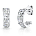 Load image into Gallery viewer, Sterling Silver Half Hoop Huggie Stud Earrings Set with Two Rows of Round Cubic Zirconia Stones - JOOLS By Jenny Brown