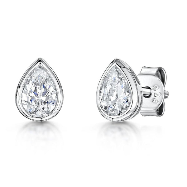 Sterling Silver Tear Drop Shaped CZ Stud EarringsEarrings - JOOLS By Jenny Brown