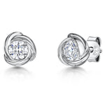 Load image into Gallery viewer, Sterling Silver Twisted Rub Over Set Cubic Zirconia Stud Earring JOOLS by Jenny Brown