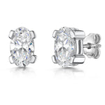 Load image into Gallery viewer, Sterling Silver 4 Claw Set Oval Solitaire Cubic Zirconia Earrings JOOLS by Jenny Brown
